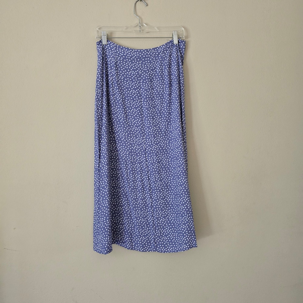 Gap Blue Polka Dot Button Front Midi A-Line Skirt Womens Size 6 - Picture 5 of 7